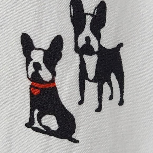 Adorable French Bulldog Print Blouse - Button Front - Size S - Picture 3 of 10